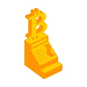 Cash register bitcoin. calculation inCryptocurrency. Vector illustration Illustrazione stock