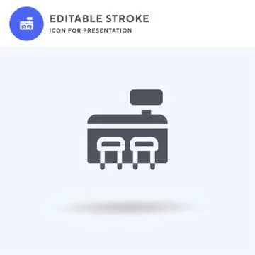 Cash Register icon vector, filled flat sign, solid pictogram isolated on whit Stock Illustration