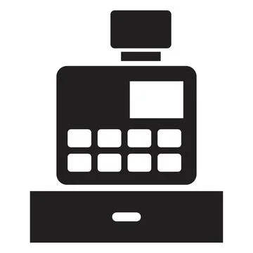 Cash register machine icon vector design template in black color isolated sig Stock Illustration