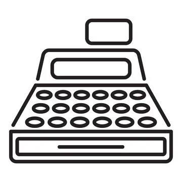 Cash register machine processing payment with display showing total amount Stock Illustration