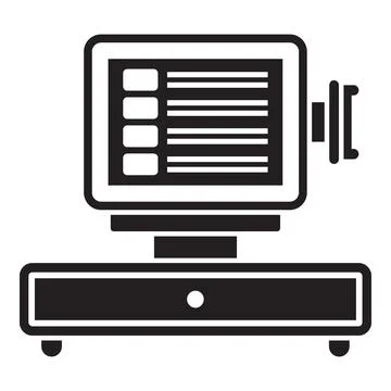 Cash register machine processing payment in retail store Illustrazione stock