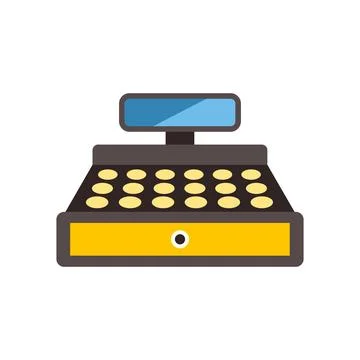 Cash register machine processing retail payment transactions Illustrazione stock