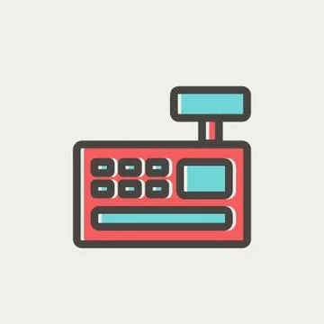 Cash Register machine thin line icon Stock Illustration