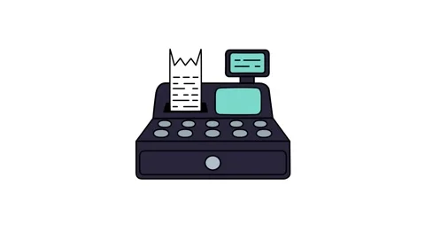 Cash register machine vector animation Stock Footage 333104250