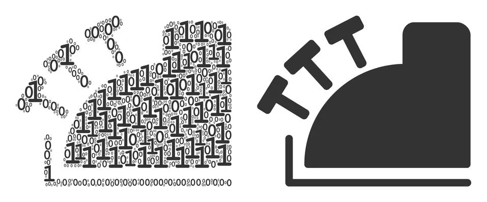 Cash Register Mosaic of Binary Digits Illustrazione stock
