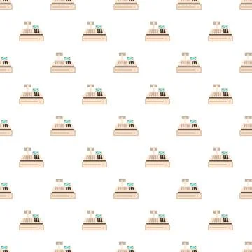 Cash register pattern creating a retail commerce background Stock Illustration