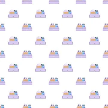 Cash register pattern creating seamless retail commerce background 스톡 일러스트