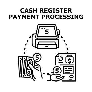 Cash register processing financial payment transactions Illustration