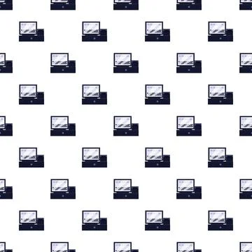 Cash register processing retail purchases seamless pattern Illustrazione stock