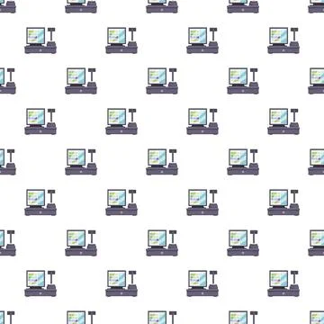 Cash registers seamless pattern for retail commerce Stock Illustration