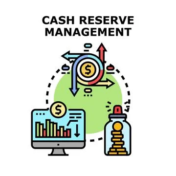 Cash reserve management process analyzing financial strategies Stock Illustration