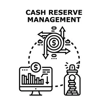 Cash reserve management process analyzing financial strategies Stock Illustration