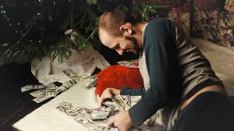 Cash sleep men Stock Footage 81942472