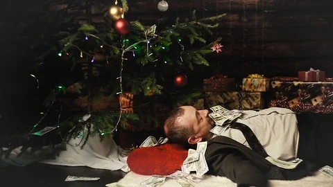 Cash sleep men Stock Footage 81947006