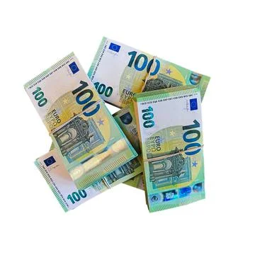 Cash stack of euro money notes isolated on white background. Stock Photos
