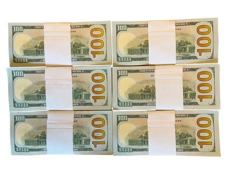 Cash stack of euro money notes isolated on white background. Stock Photos