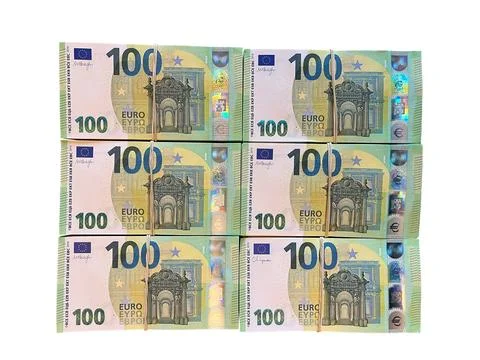 Cash stack of euro money notes isolated on white background. Stock Photos
