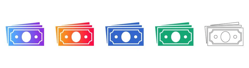 Cash Stack Financial Icons Illustrazione stock
