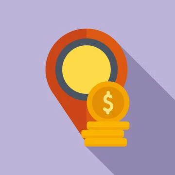 Cash stack location icon flat vector. Card exchange money Stockillustratie