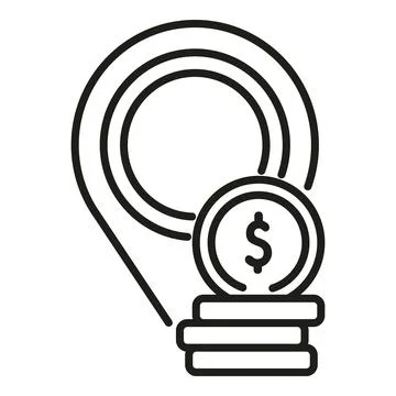 Cash stack location icon outline vector. Card exchange money Stock Illustration