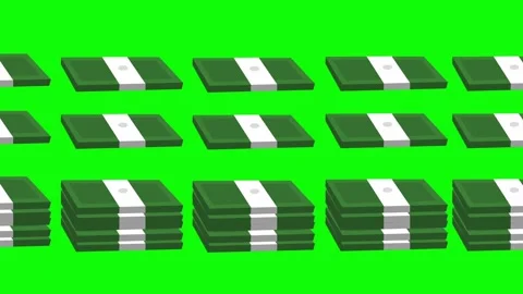 Cash stack pile print inflation bundle on green screen animation (Chroma key) Stock Footage 302906633