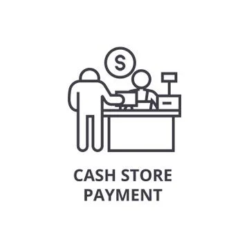 Cash store payment thin line icon, sign, symbol, illustation, linear concept Stock Illustration