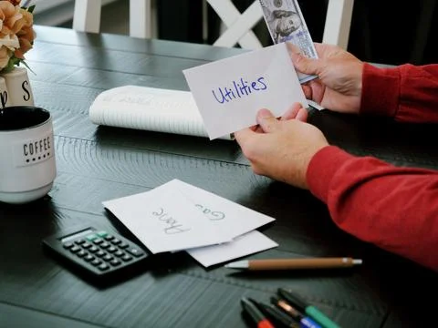 Cash Stuffing Envelope Budgeting System Concept Stock Photos