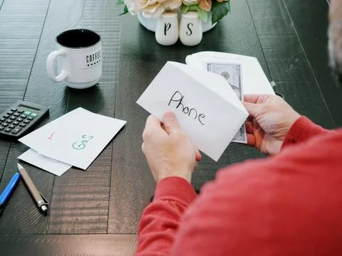 Cash Stuffing Envelope Budgeting System Concept Stock Photos