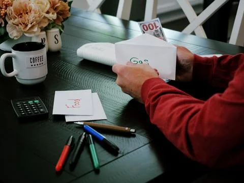 Cash Stuffing Envelope Budgeting System Concept Stock Photos