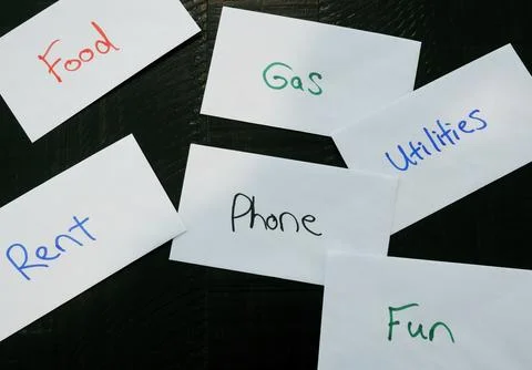 Cash Stuffing Envelope Budgeting System Concept Stock Photos
