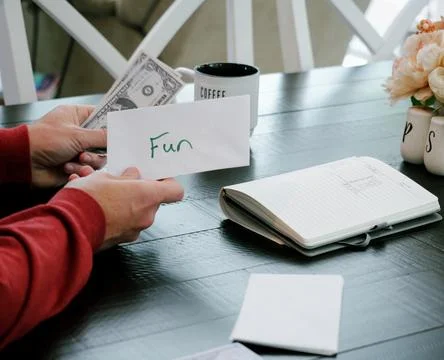 Cash Stuffing Envelope Budgeting System Concept Stock Photos