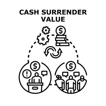 Cash surrender value concept illustrating policy lifecycle Stock-Illustration