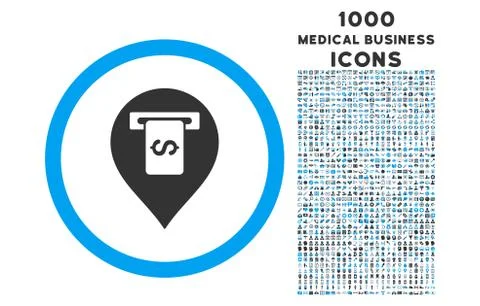 Cash Terminal Pointer Rounded Symbol With 1000 Icons Stock Illustration