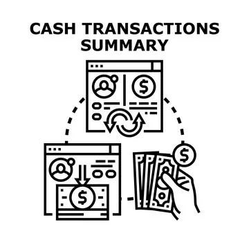 Cash transaction summary processing online system Stock Illustration