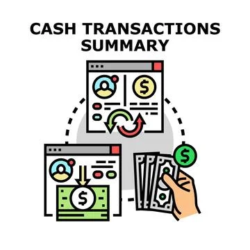 Cash transaction summary processing online system Stock Illustration
