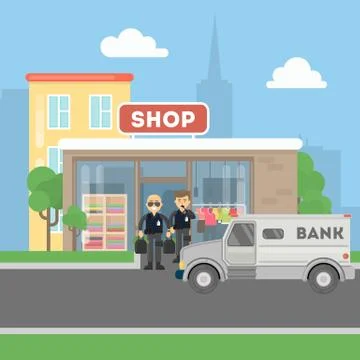 Cash transit security. Stock Illustration