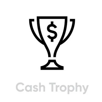 Cash Trophy icon. Editable Line Vector. Stock Illustration