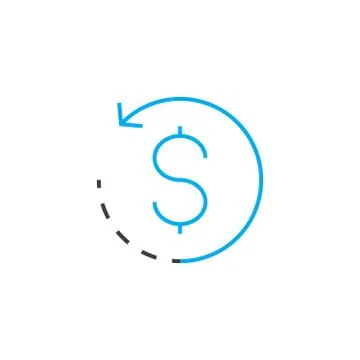 Cash turnover vector thin line stroke icon. Cash turnover outline illustration Stock Illustration
