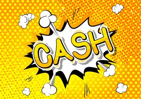 Cash - Vector illustrated comic book style phrase. Illustrazione stock