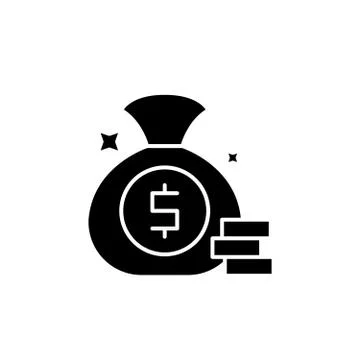 Cash win black icon, vector sign on isolated background. Cash win concept symbol Illustrazione stock