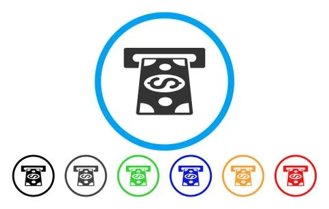 Cash Withdraw Rounded Icon Stock Illustration