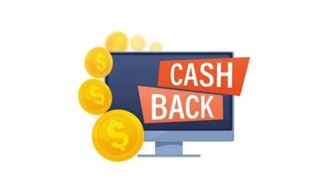Cashback animation with computer and gold coins on white and green screen Stock-Footage 319025228