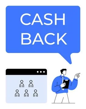 Cashback, customer rewards, loyalty programs, e-commerce benefits, online sho Stock Illustration