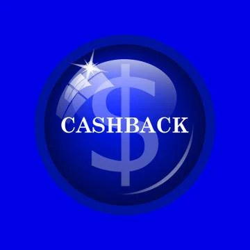 Cashback icon. Internet button on blue background. . Stock Illustration