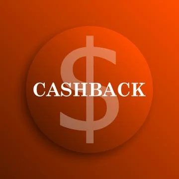 Cashback icon. Internet button on orange background. Stock Illustration
