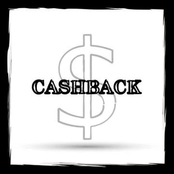 Cashback icon. Internet button on white background. Outline design imitating  Stock Illustration