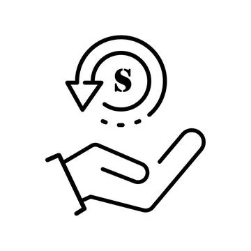 Cashback icon in line style, return money vector isolated on white background Stock Illustration