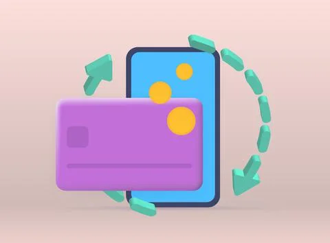 Cashback loyalty program 3d vector illustration concept. Bank card, arrows Stock Illustration