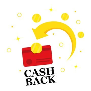 Cashback loyalty program concept. Credit or debit card with returned coins to Stock Illustration