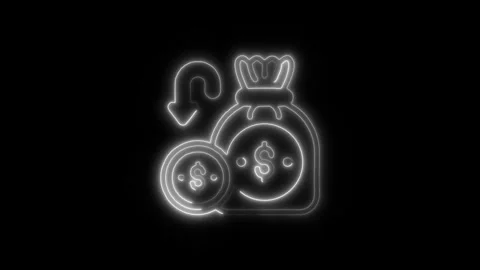 Cashback Outline Icon in HD Video Neon Animation Stock-Footage 304552136